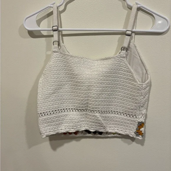 Hollister Crochet Knit Crop Top - Cream with Multicolor Accents - Picture 2 of 2